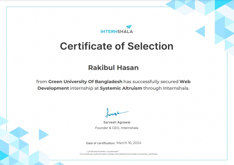 Rakibul Hasan - Full Stack Developer